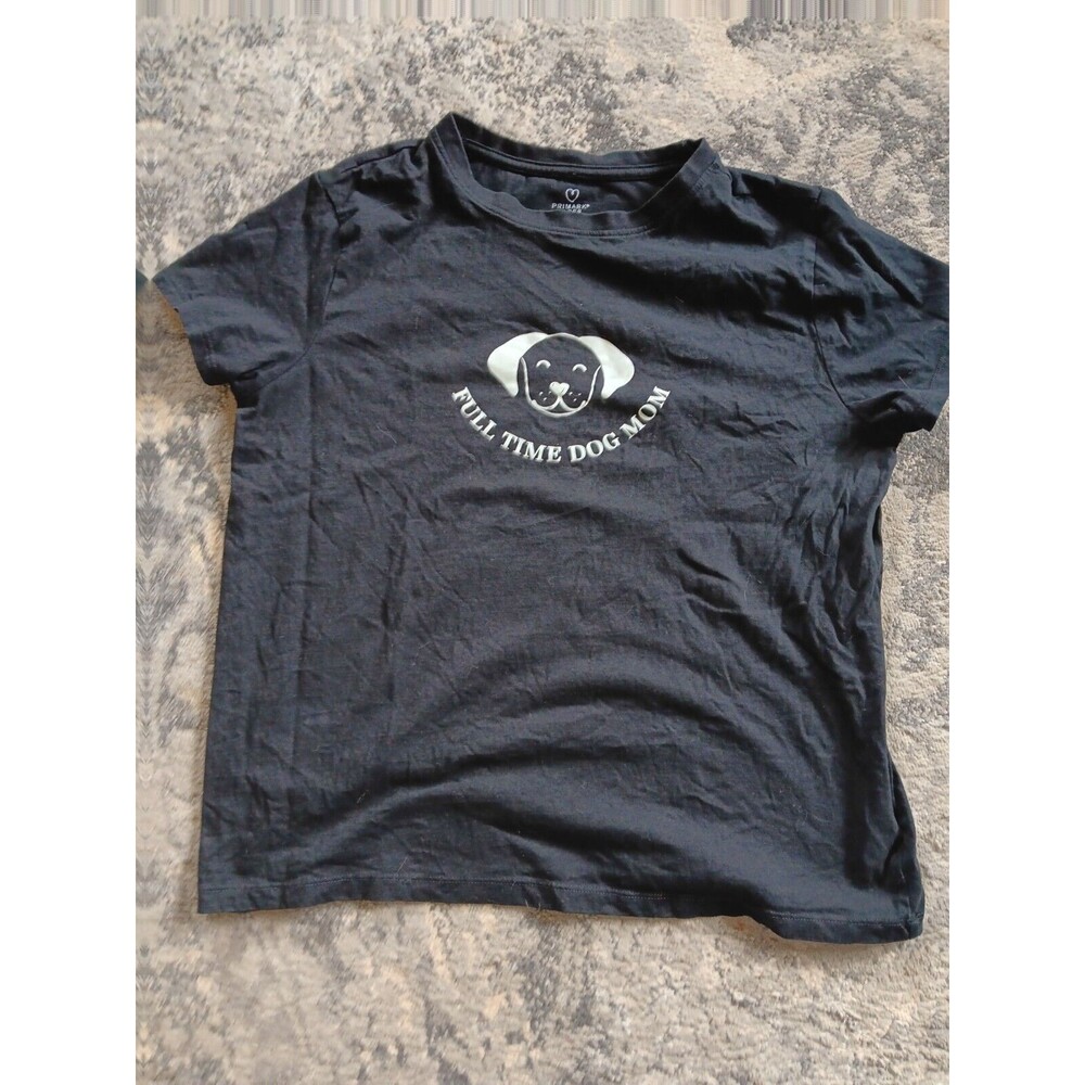 Primark Cares Womens Short Sleeve Crew Neck Cotton T-Shirt Black Size Large Pets